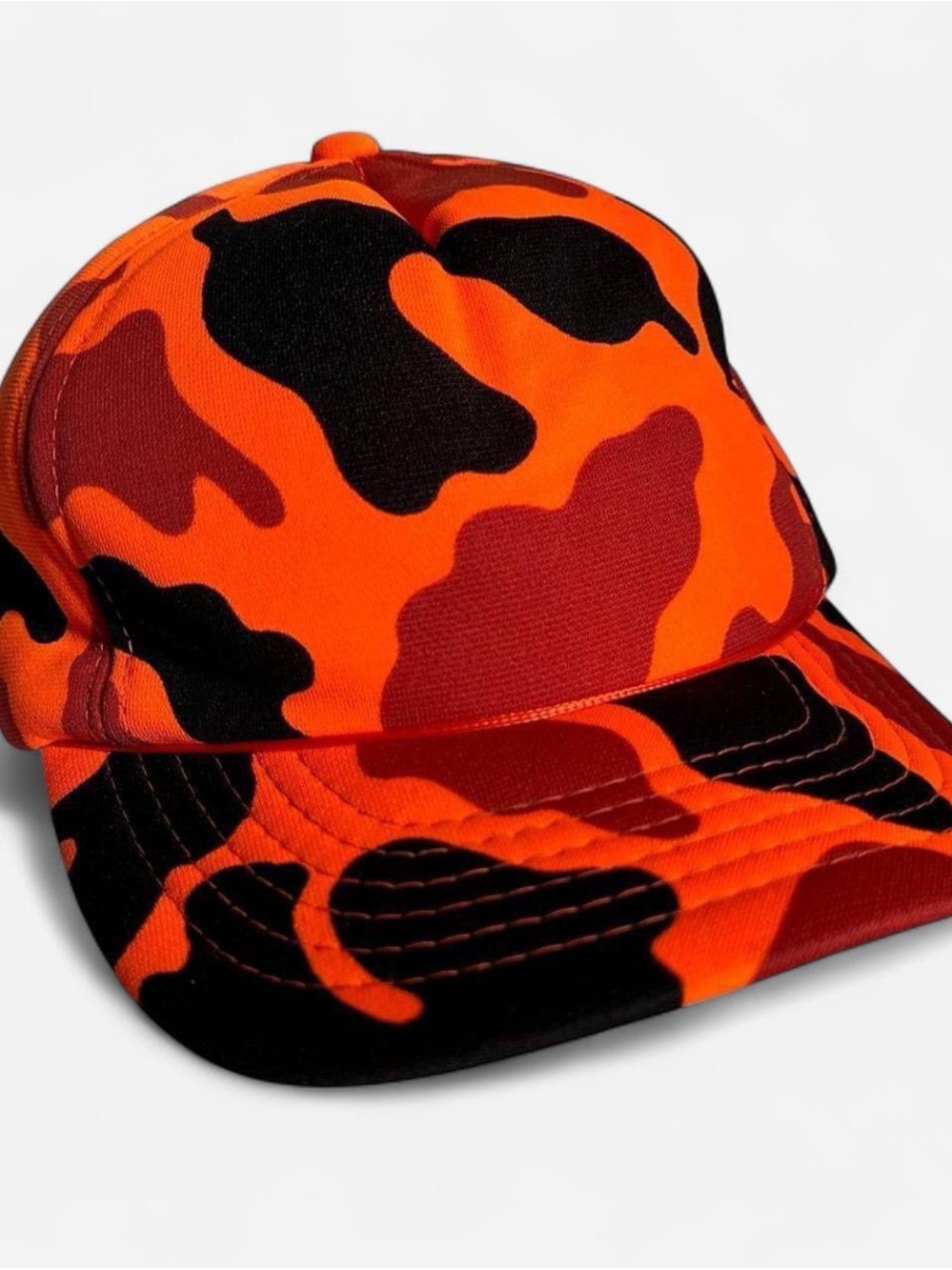 Vintage 1990s Orange Camo Baseball SnapBack Cap